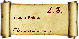 Landau Babett névjegykártya
